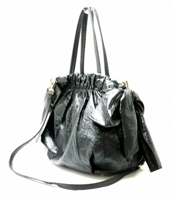 21801425 1 Prada Handbag 2WAY Shoulder Bag Side Ribbon Patent Leather Black