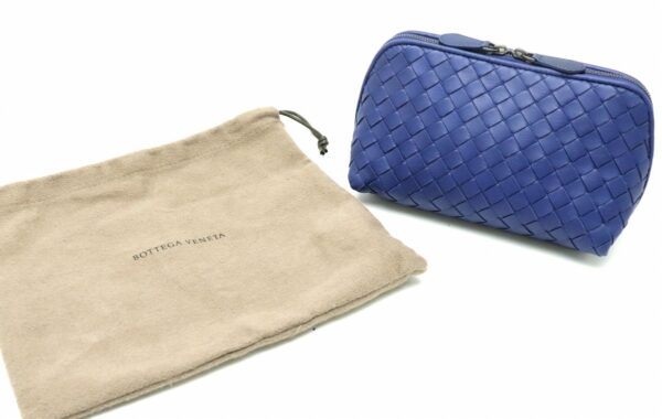 21810155 6 Bottega Veneta Intrecciato Pouch Accessory Case Cosmetic Pouch Blue