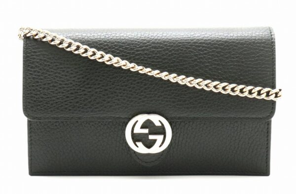 21810164 GUCCI Gucci Interlocking G Logo Chain Wallet Black