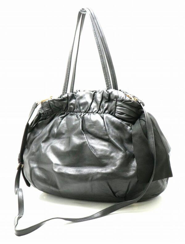 21810281 1 Prada Nappa Tote Bag 2WAY Gathered Leather Nero Black