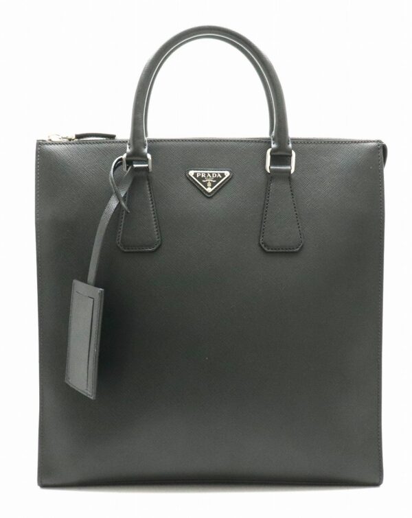 21810295 Prada Saffiano Travel Tote Bag Handbag Embossed Leather Nero Black