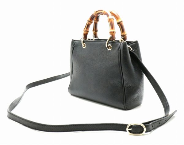 21810625 1 Gucci Bamboo Mini Shopper Leather 2way Handbag Black