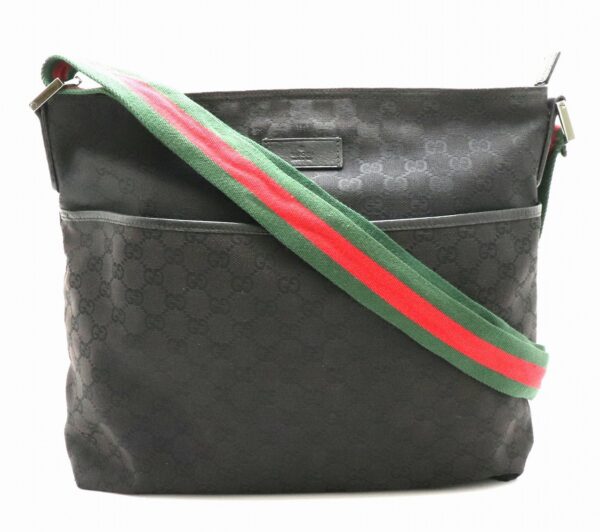 21810782 Gucci GG Webbing Line Sherry Shoulder Bag Black