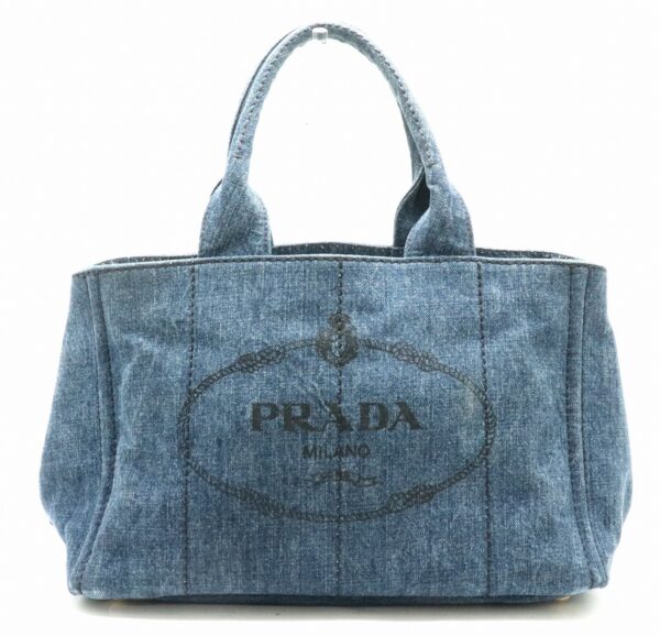 21811438 Prada Canapa Tote Bag Handbag Denim Avio Blue