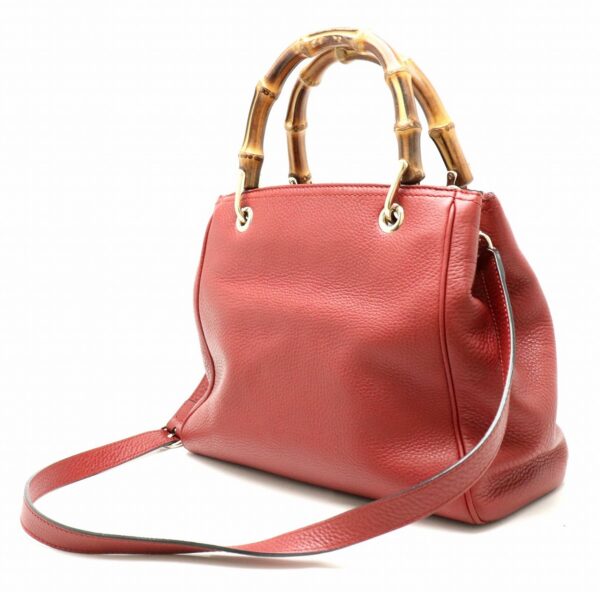 21820266 1 Gucci Bamboo Small Shopper Leather 2way Handbag Red