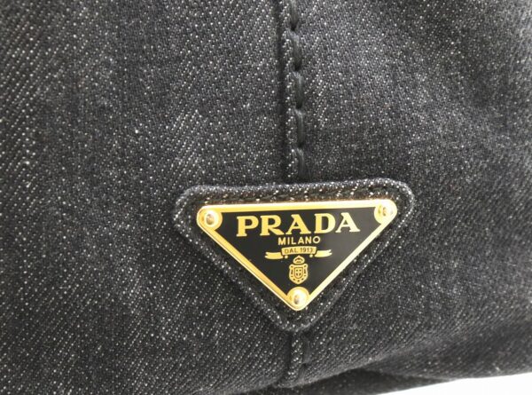 21821064 7 Prada Canapa Tote Bag Handbag 2WAY Shoulder Denim Black