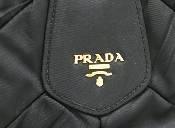 21821119 8 Prada Quilted Tote Bag Shoulder Bag 2WAY Ruched Nylon Nero Black