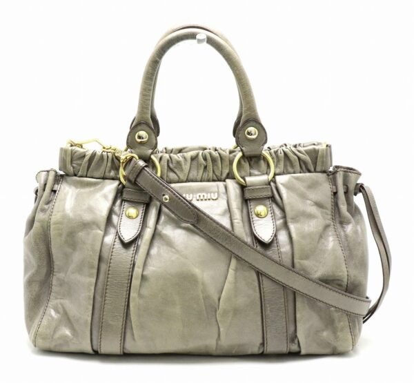 21821522 Miu Miu Shoulder Bag Leather Gray