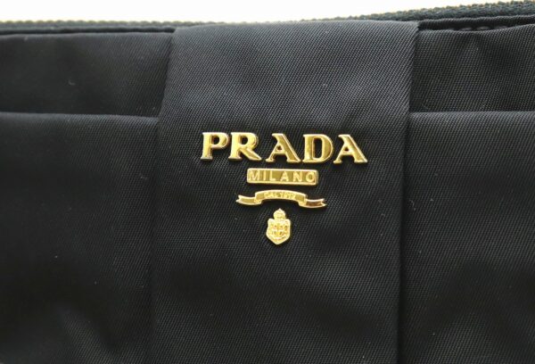 21840158 8 Prada Ribbon Motif Shoulder Bag Nylon Leather Nero Black