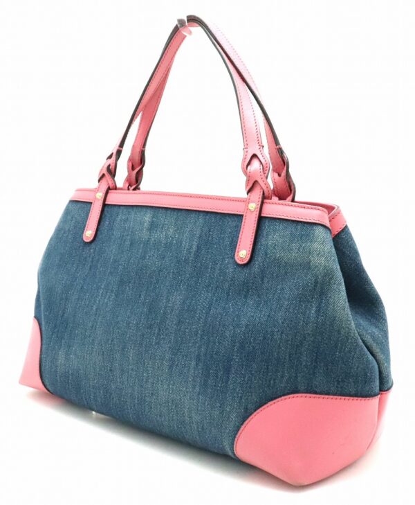 21840169 1 Gucci Denim Leather Tote Bag Blue Pink