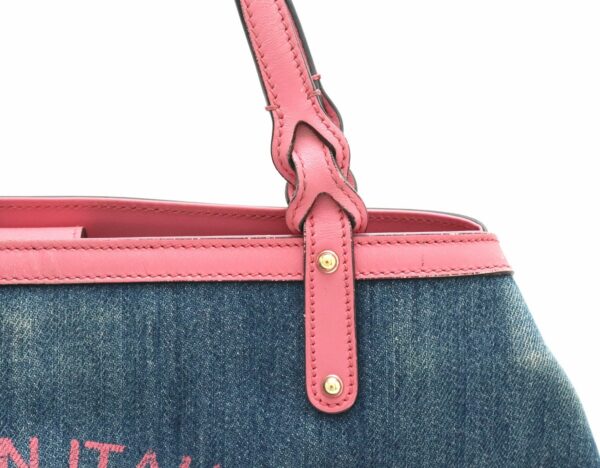 21840169 5 Gucci Denim Leather Tote Bag Blue Pink