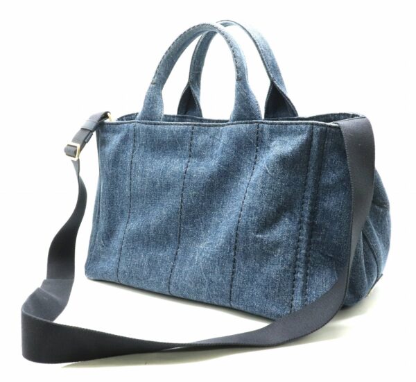 21850138 1 Prada Canapa Tote Bag Shoulder Bag 2WAY Denim Blue