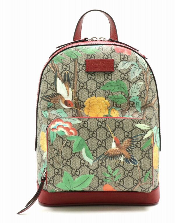 21850208 Gucci GG Supreme Tian Sherry Line Backpack Khaki Beige Multicolor