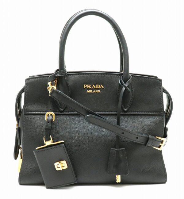 21850209 Prada Esplanade Tote Bag Handbag 2WAY Shoulder Bag Saffiano Leather Black