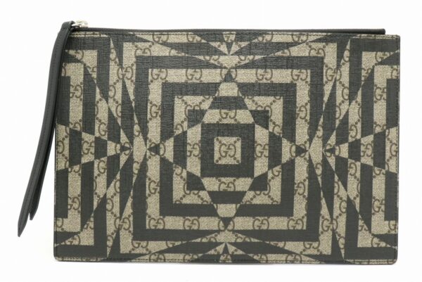 21850292 Gucci GG Kaleido GG Supreme Clutch Bag Khaki Beige Black