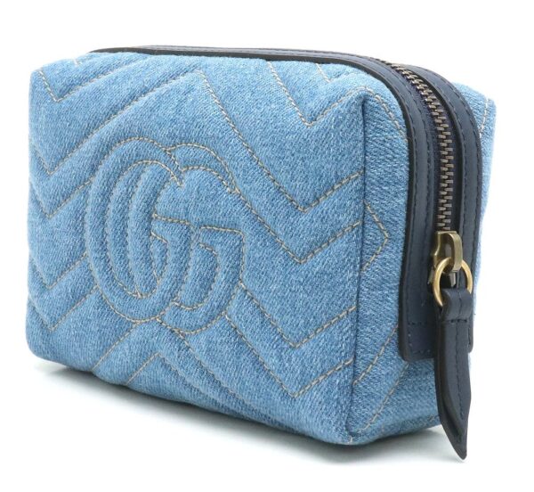 21860173 1 Gucci GG Marmont Denim Quilted Cosmetic Pouch Pearl Blue