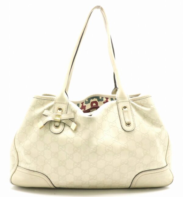 21860812 Gucci Princy Line Guccisima Ribbon Leather Tote Bag Light Gray