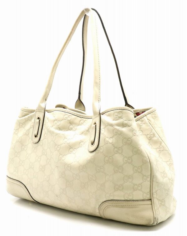 21860812 1 Gucci Princy Line Guccisima Ribbon Leather Tote Bag Light Gray