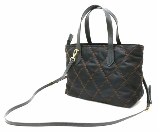 21860922 1 Prada Nylon Shoulder Bag 2WAY Stitch Leather Nero Bruciato Brown