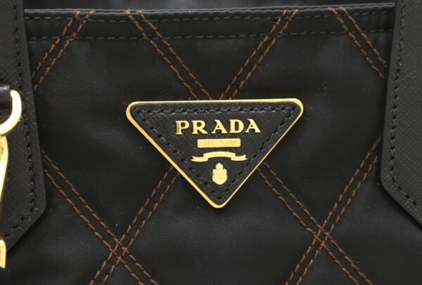 21860922 7 Prada Nylon Shoulder Bag 2WAY Stitch Leather Nero Bruciato Brown