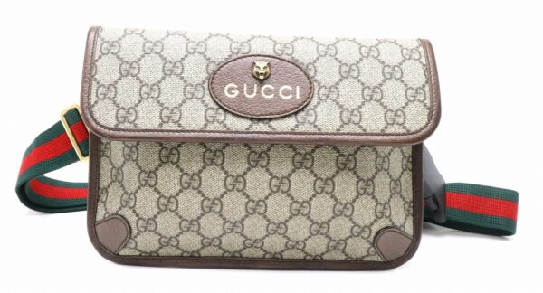 21860927 Gucci GG Supreme Belt Bag Metal Cat Head Khaki Beige