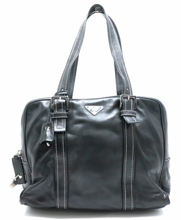 21870740 Prada Nappa Leather Tote Bag Shoulder Bag Briefcase Black