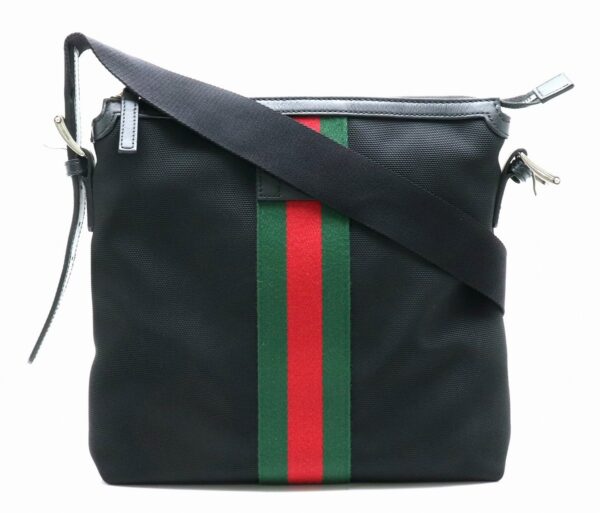 21870981 Gucci Sherry Line Techno Crossbody Bag Black Green Red