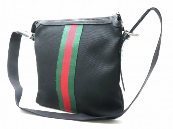 21870981 1 Gucci Sherry Line Techno Crossbody Bag Black Green Red