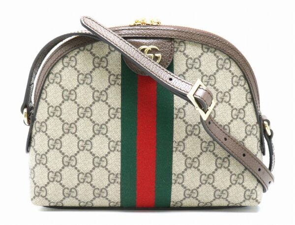 21871089 Gucci GG Supreme Ophidia Sherry Line Shoulder Bag Khaki Beige Brown Green Red