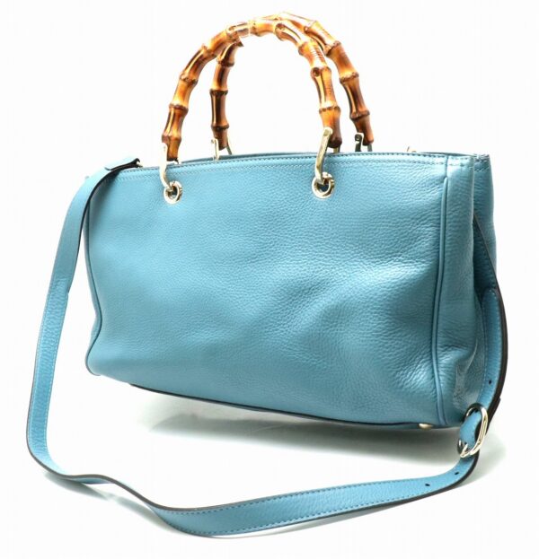 21880438 1 Gucci Bamboo Shopper 2way Leather Handbag Light Blue