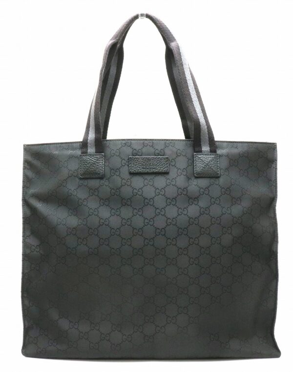 21881494 Gucci GG Nylon Leather Shoulder Tote Bag Black