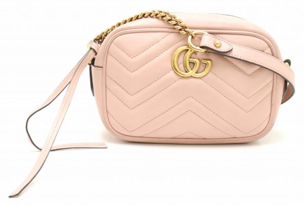 21881507 Gucci GG Marmont Quilted Leather Crossbody Chain Bag Pink Antique