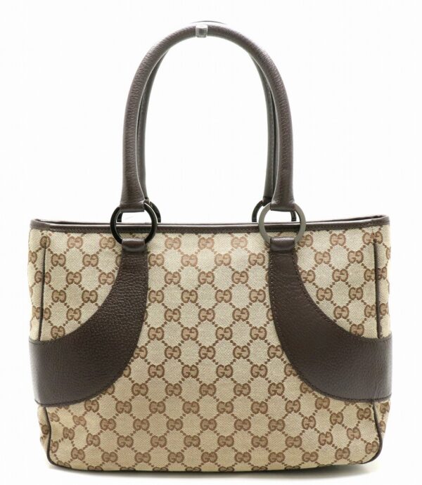 21881513 Gucci GG Leather Shoulder Tote Bag Khaki Beige Brown