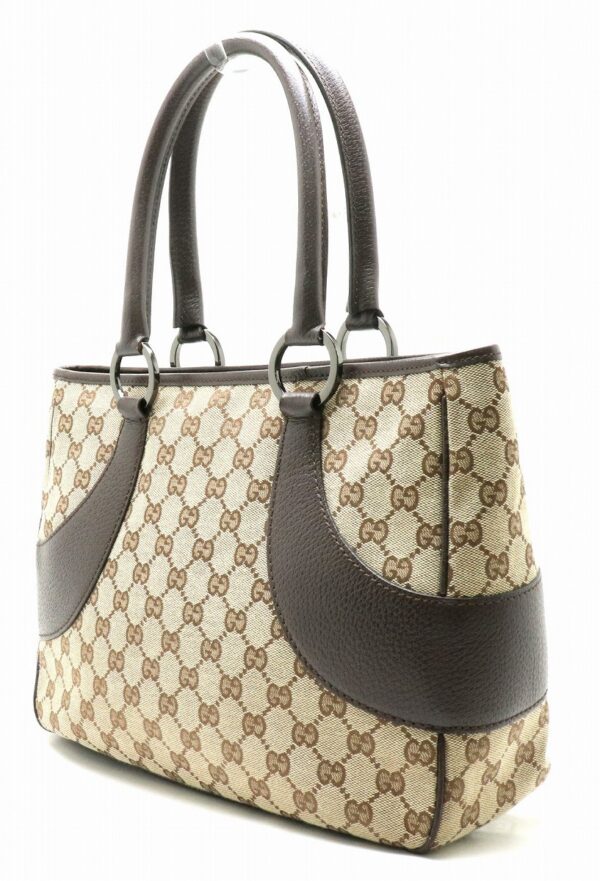 21881513 1 Gucci GG Leather Shoulder Tote Bag Khaki Beige Brown