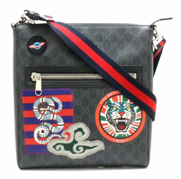 21891709 Gucci GG Supreme Courier Messenger Bag Snake Tiger Black