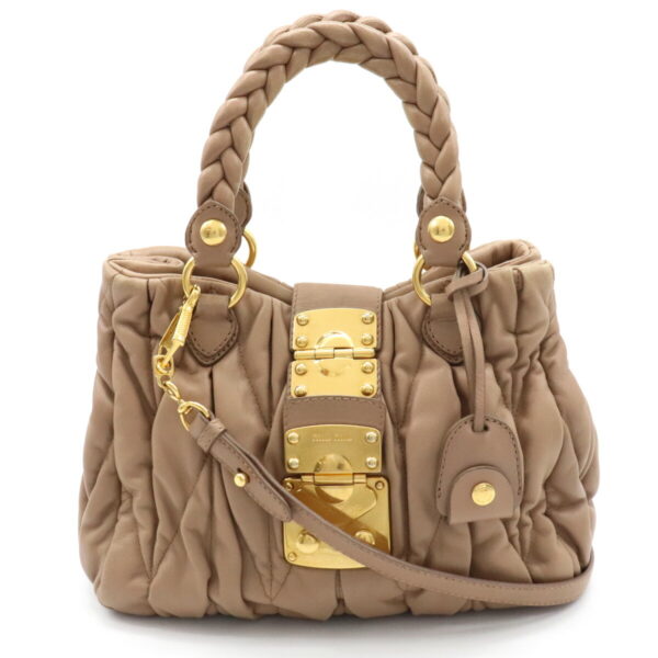 21891739 Miu Miu Shoulder Bag Leather Beige Brown