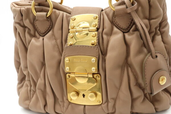 21891739 6 Miu Miu Shoulder Bag Leather Beige Brown