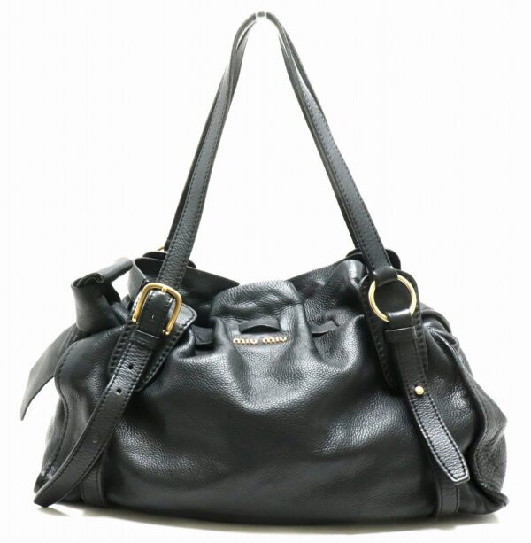 21900175 Miu Miu Tote Bag Leather Black