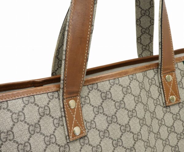 21910222 5 Gucci GG Plus Sherry Line Selleria Leather Shoulder Tote Bag Brown