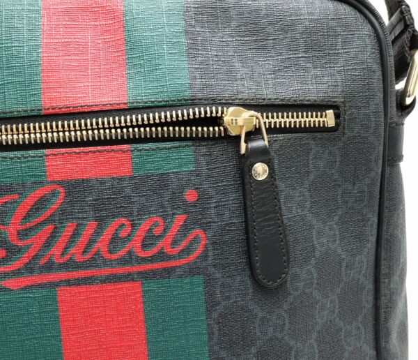 21910245 4 Gucci GG Supreme Sherry Line Leather Shoulder Bag Black Green Red