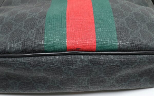 21910245 7 Gucci GG Supreme Sherry Line Leather Shoulder Bag Black Green Red