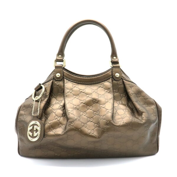 21910343 Gucci Sookie Guccisima Leather Handbag Brown Beige