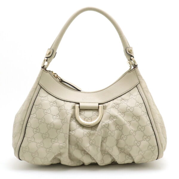 21920617 Gucci Guccisima Abbey Line Shoulder Leather Ivory White