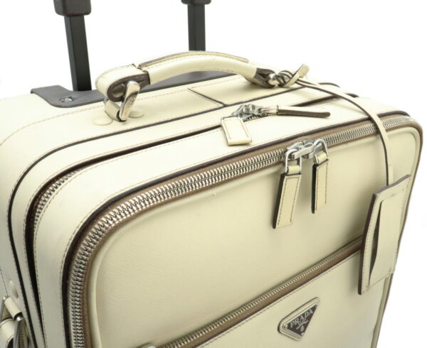 21930317 4 Prada Saffiano Carry Bag Trolley Bag Travel Bag Leather Ivory White