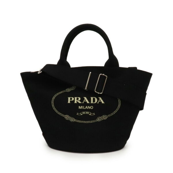 21930530 Prada Canapa Tote Bag 2WAY Shoulder Bag Canvas Nero Black