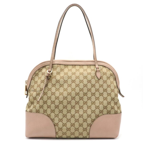 21930599 Gucci Brie GG Leather Tote Shoulder Bag Khaki Beige Pink