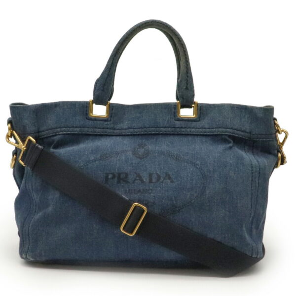 21940155 Prada Canapa Tote Bag Handbag 2WAY Shoulder Denim Avio