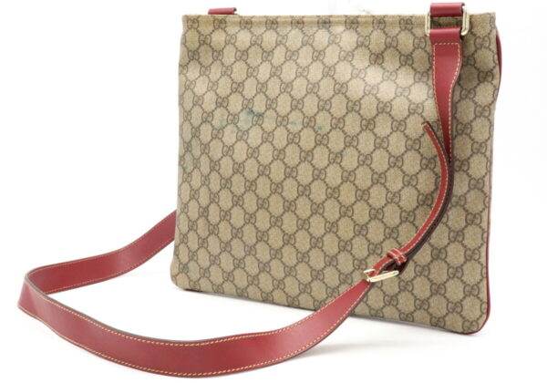 21940266 1 Gucci GG Plus Gusset Shoulder Bag Khaki Beige Red