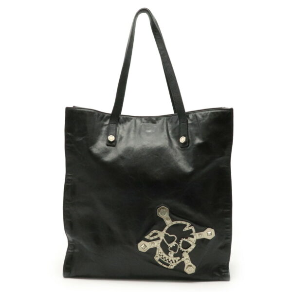 21940557 Prada Skull Tote Bag Shoulder Bag Leather Black