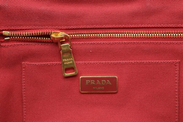 21940562 7 Prada Canapa Bijou Tote Bag Handbag Studs Rhinestone Canvas Rosso Red